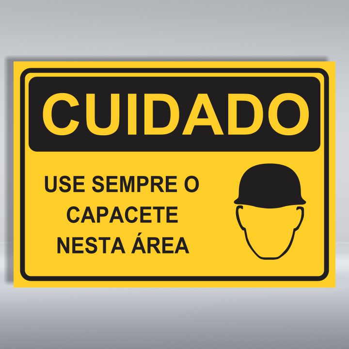 PLACA DE CUIDADO | USE SEMPRE O CAPACETE NESTA ÁREA